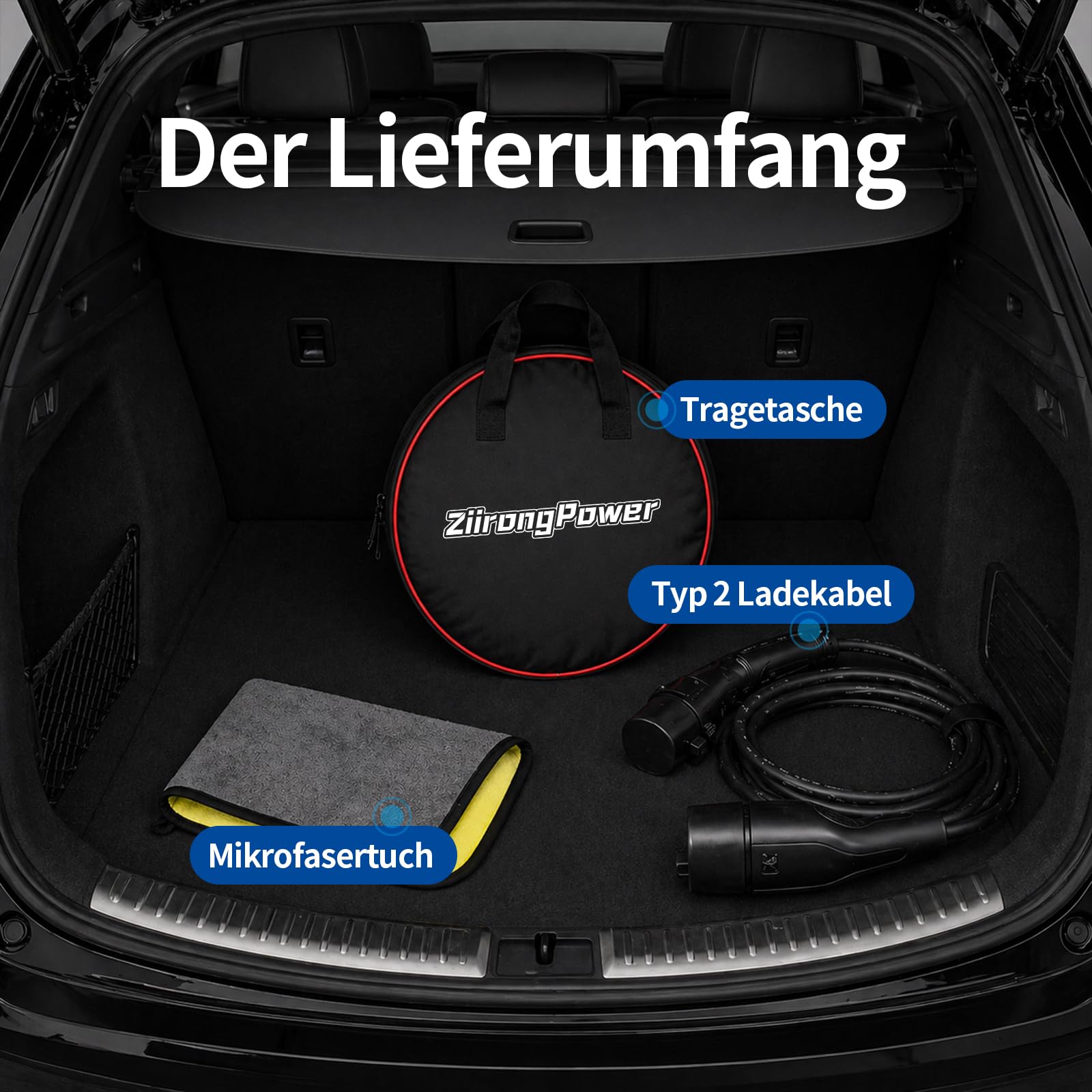 Typ 2 Ladekabel 11kW 9M 16A Ladekabel Elektroauto 3 Phasig für E Auto EV/PHEV mit Tasche Geeignet für Model S/3/X/Y e-Golf ID.3 i3/i8