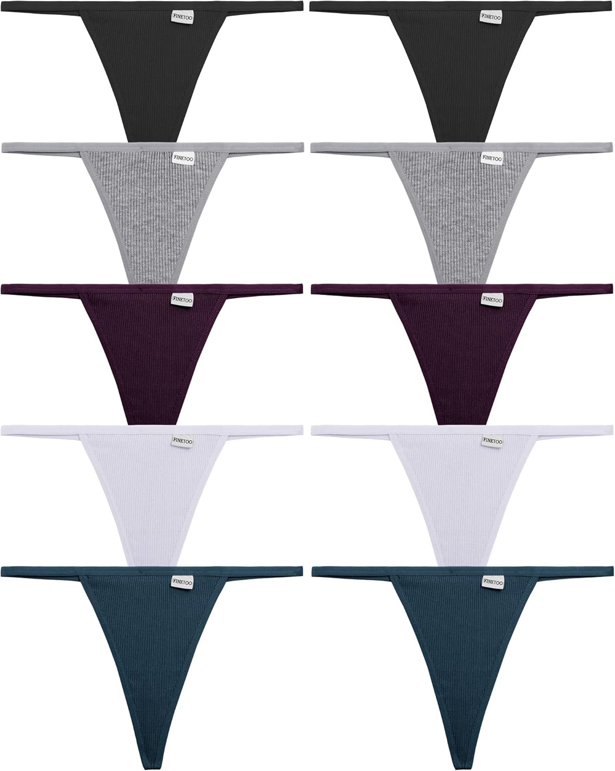 FINETOO 10 Pack G-String Thongs for Women Cotton Panties Stretch T-back Tangas Low Rise Hipster Underwear Sexy S-XL : Clothing, Shoes & Jewelry