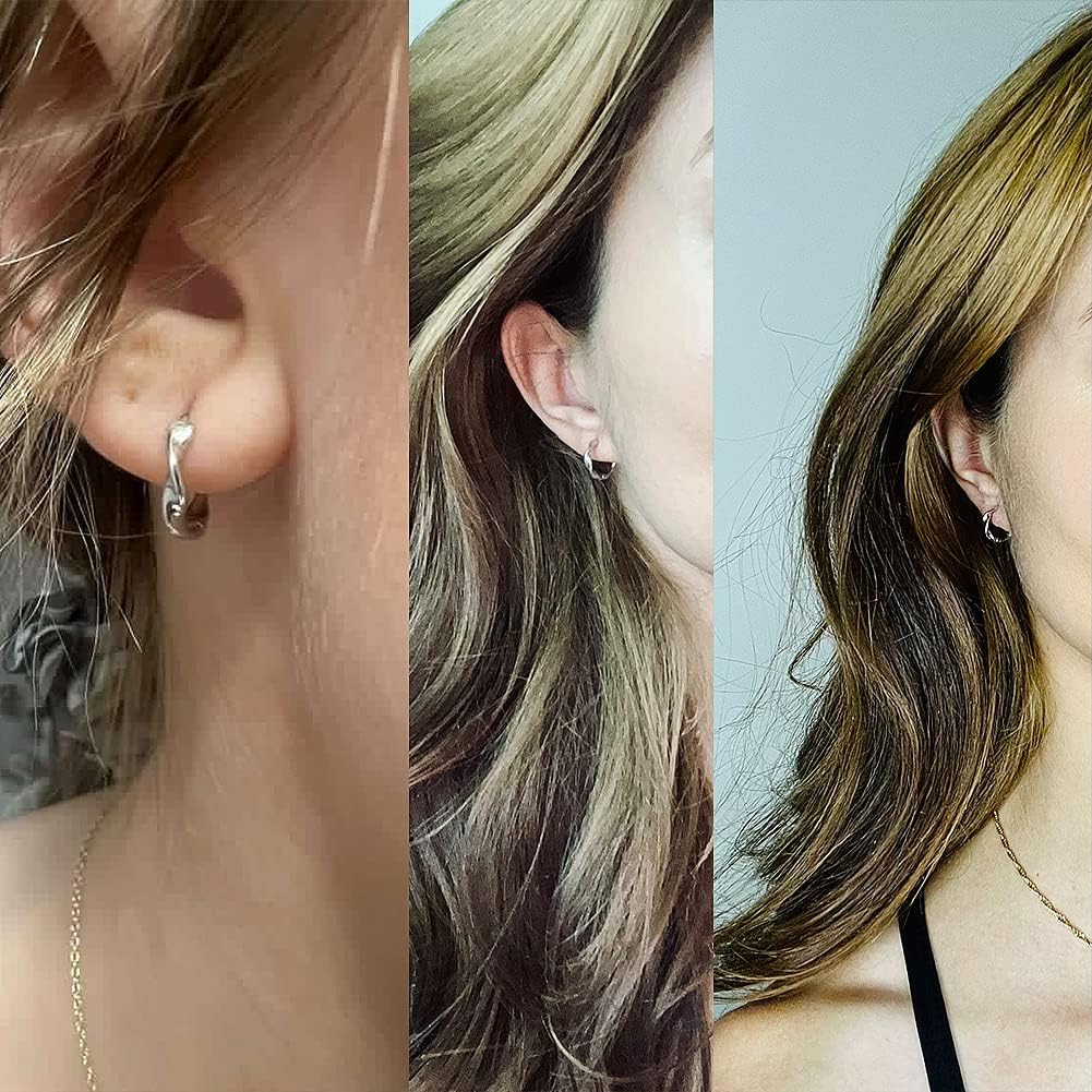 Rose Gold Earrings Small Hoop Earrings For Women 18k Rose Gold Plated 925 Sterling Silver Mini Huggie Earring 12mm - Image 9