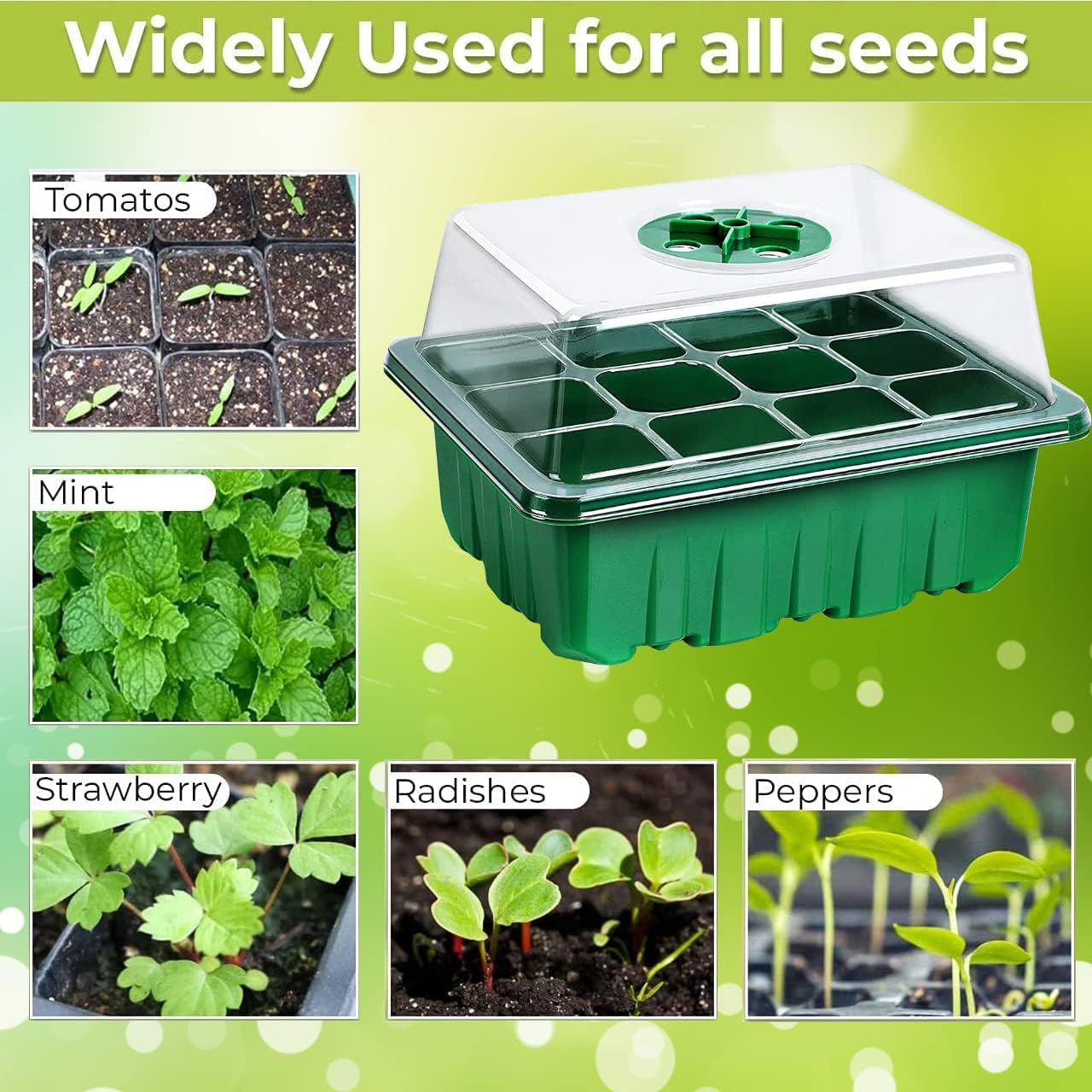 NAMOTEK Plant Heat Mat with 5 Set Seed Starter Tray & Humidity Domes, 60 Cell Trays Germination Station Cloning Kit