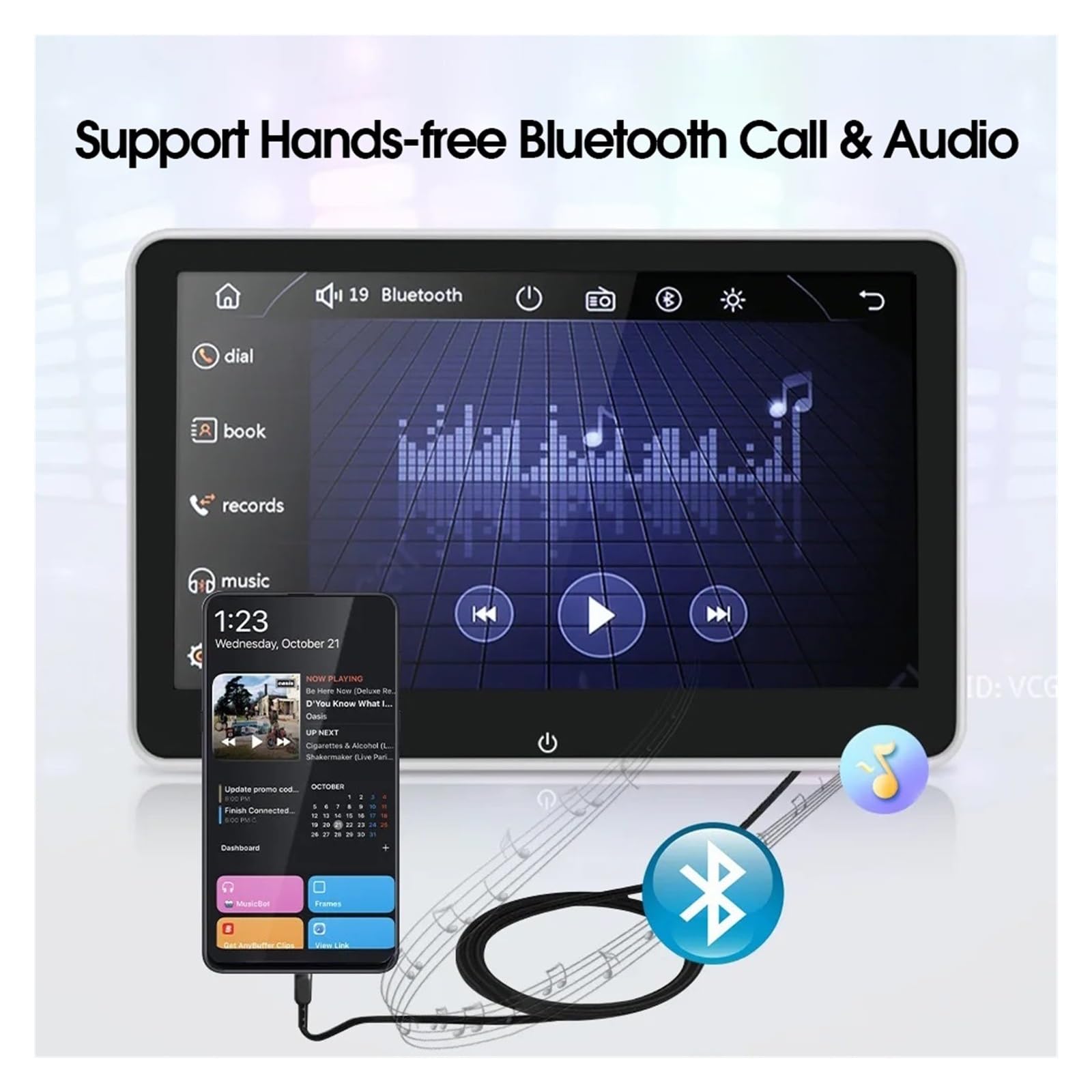 Estéreo De Coche 10 Pulgadas con Bluetooth For TV, Reproductor Multimedia MP4, MP5, Monitor Reposacabezas, Pantalla Automática, Mirror Link FáCil Instalación para Viajes