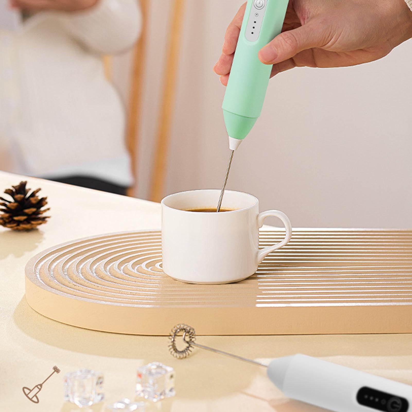 Espumador de leche de mano recargable | Batidor eléctrico para espuma de café | Espumador de leche eléctrico de 3 velocidades, utensilios de cocina, espumador de leche fácil de usar para lattes con