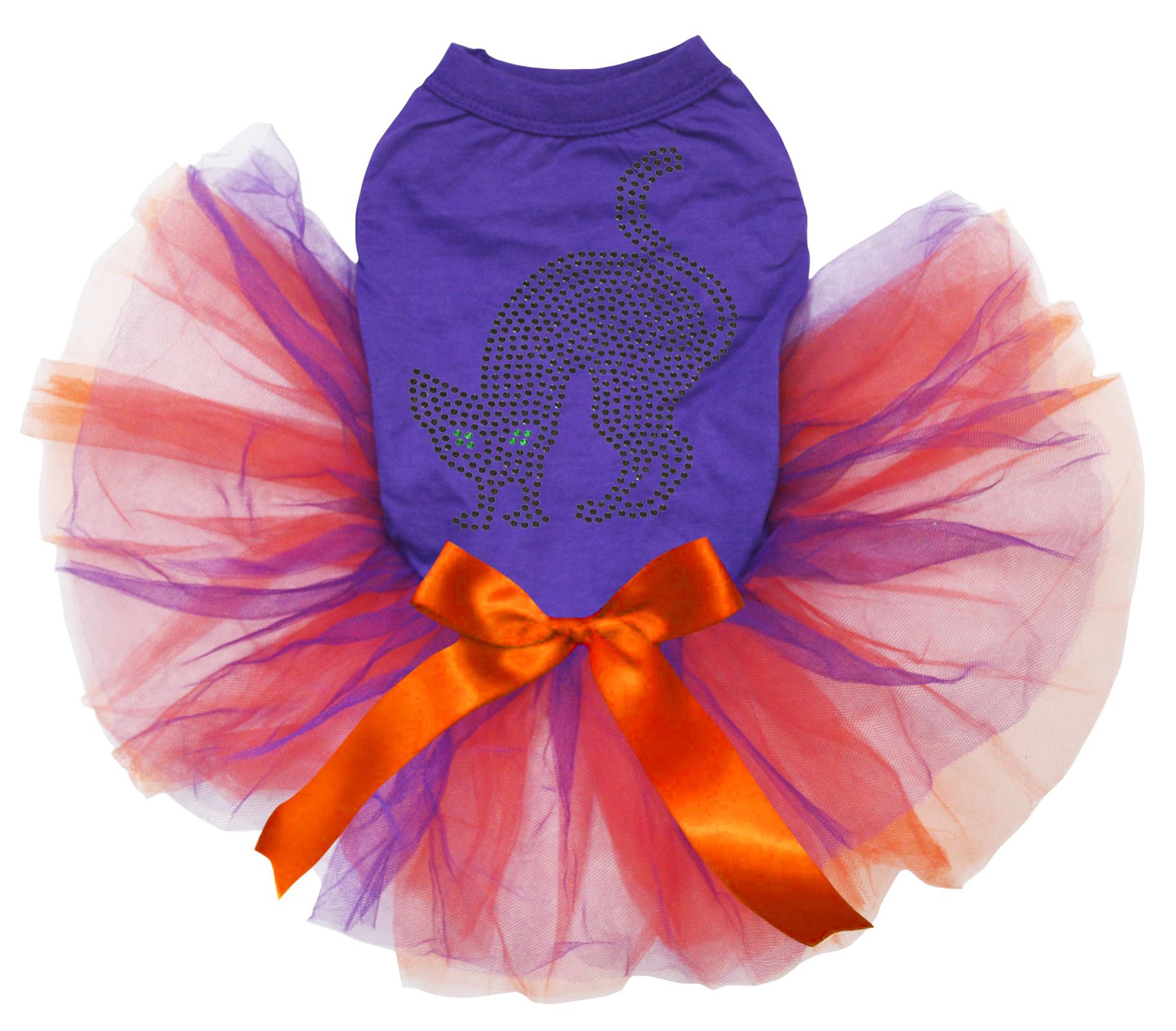 Robe noire en strass pour chat et chiot XL violet et orange