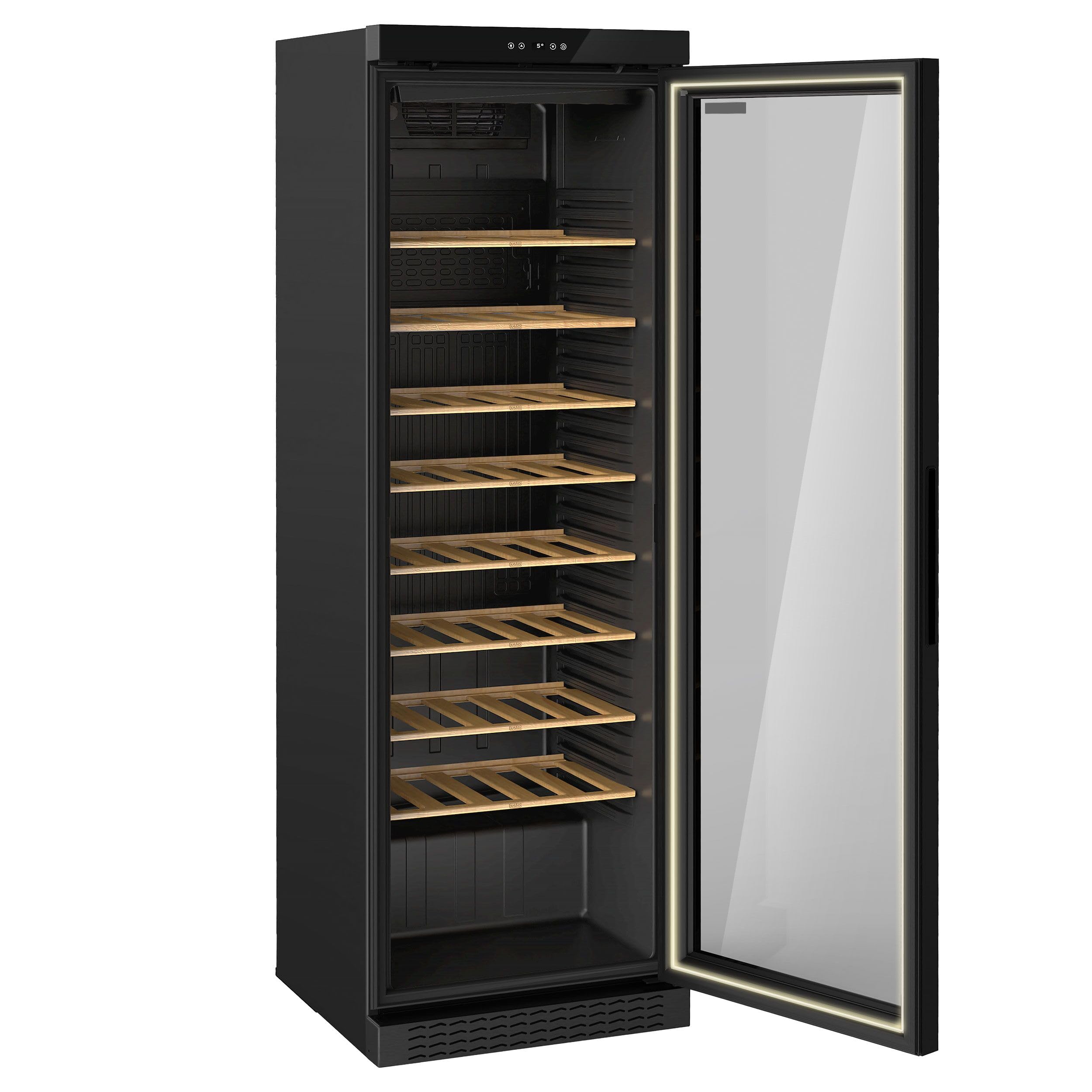 GGM Gastro Weinkühlschrank 360 L, 60 Flaschen, 595x605x1832 mm | Professionell, langlebige Edelstahl-Ausführung, digitale Präzision, optimale Präsentation, mobil durch feststellbare Räder