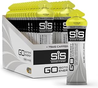 Science in Sport GO Energy + Caffeine Energy Gel for Elite Athletes - 22g Carbohydrates & 75mg Caffeine - Isotonic Formula - Sports Nutrition - Citrus Flavor - 30 Count