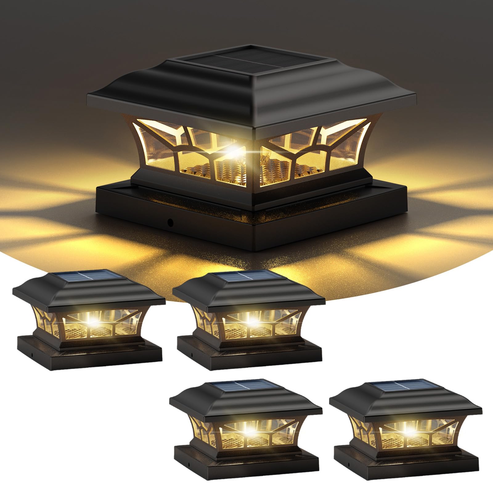 DAMAYCA 4-Pack Solar Post Cap Lights