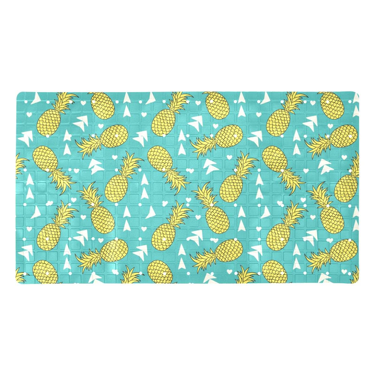 Tapis de bain antidérapant bleu sarcelle motif ananas 40x70 cm avec ventouses