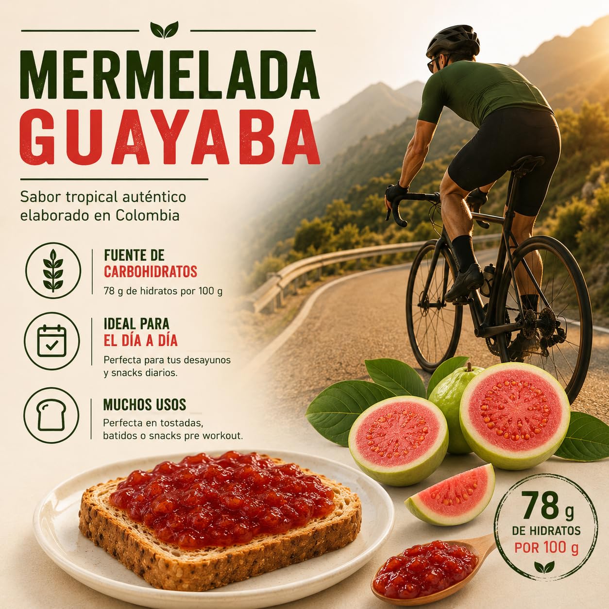 Gourmet Latino - Mermelada de Guayaba - 260 g - Ideal para Desayuno o Meriendas - Sabor Tropical Auténtico - Alto Contenido en Hidratos de Carbono