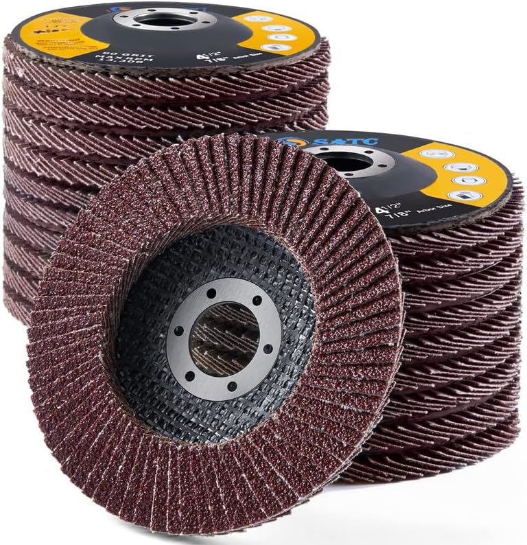S SATC Flap Discs 4-1/2 Inch 20 Pack Grinding Discs 40/60/80/120 Grit for Angle Grinder to Sanding Grinding Metal Wood Type 27