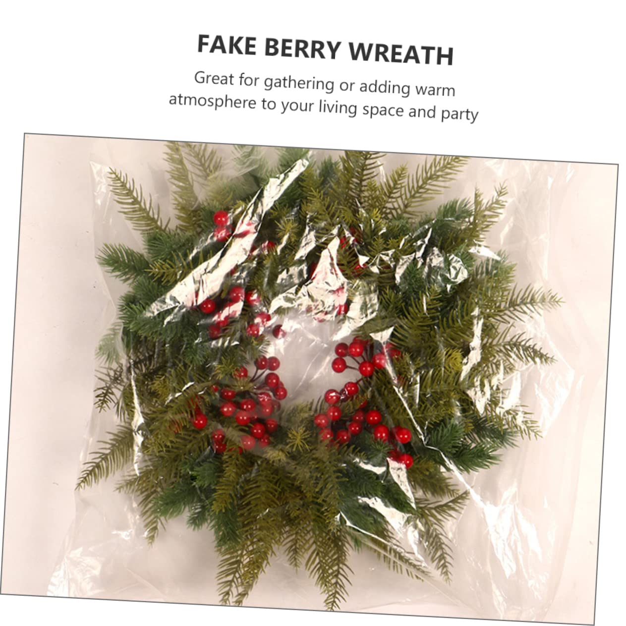 Cabilock 2 Piezas de Navidad Planta de Navidad Guirnalda Decoración navideña Coronas navideñas Christmas Garland de Frutos Rojos Colgante de Anillo de plástico Green