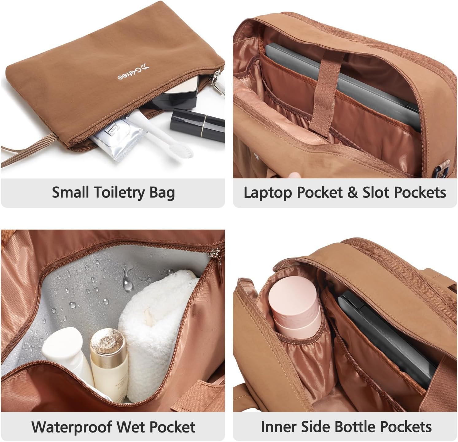 G4Free Expandable Duffle Bag for Travel, Carry On Bag TSA Airline Approved, Work Tote Duffel Bags for Men Women (Brown)