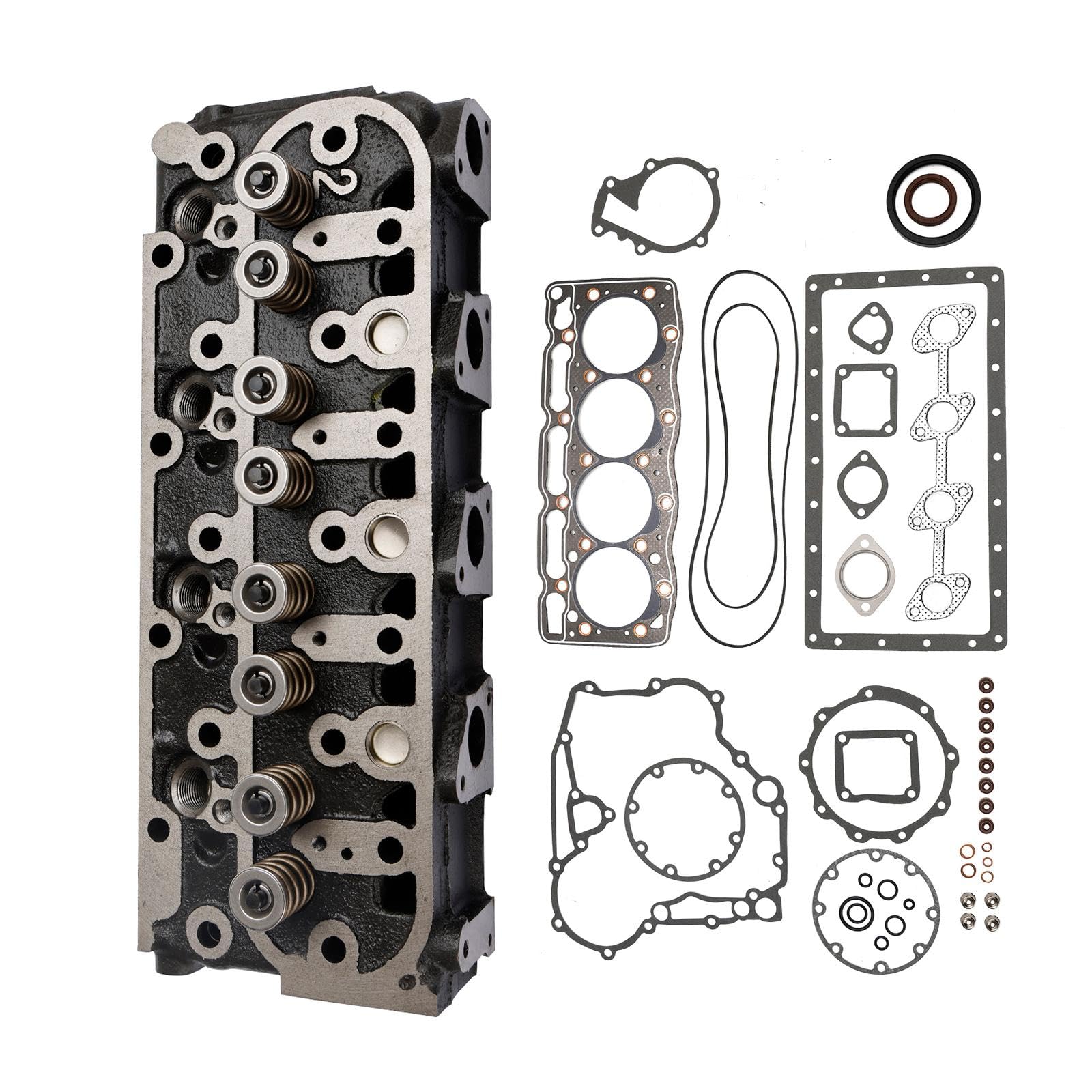 Topteng Complete Cylinder Head Assy+Gasket Kit Apto para Kubota V1505 V1505T V1505E V1505D, Apto para Kubota Tractor B2910HSD B7800HSD B3030HSD B3030HSDC B3200HSD B3300S