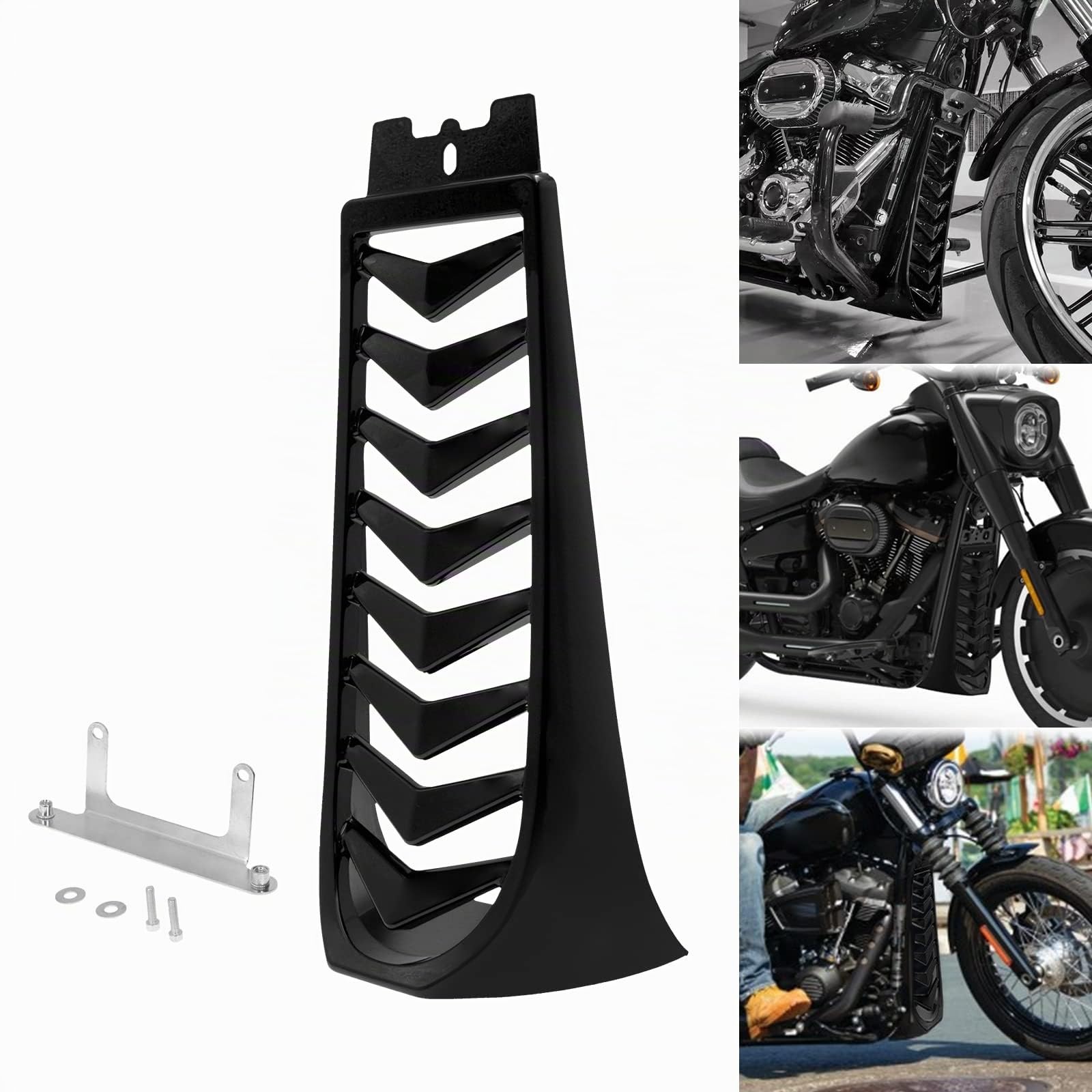 Cache-menton avant de moto Cache-radiateur inférieur adapté pour Harley Softail Street Bob Fat Bob Breakout FXBB FXFB FXBR FXBRS 2018-2023 noir brillant