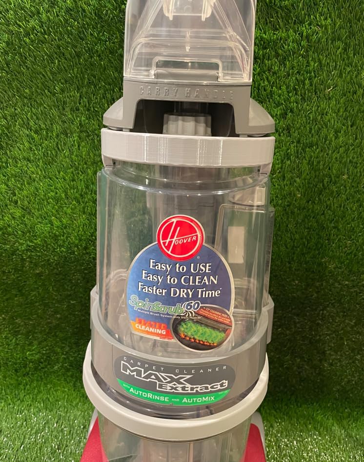 Hoover water tank with the new handle installed, ready for use