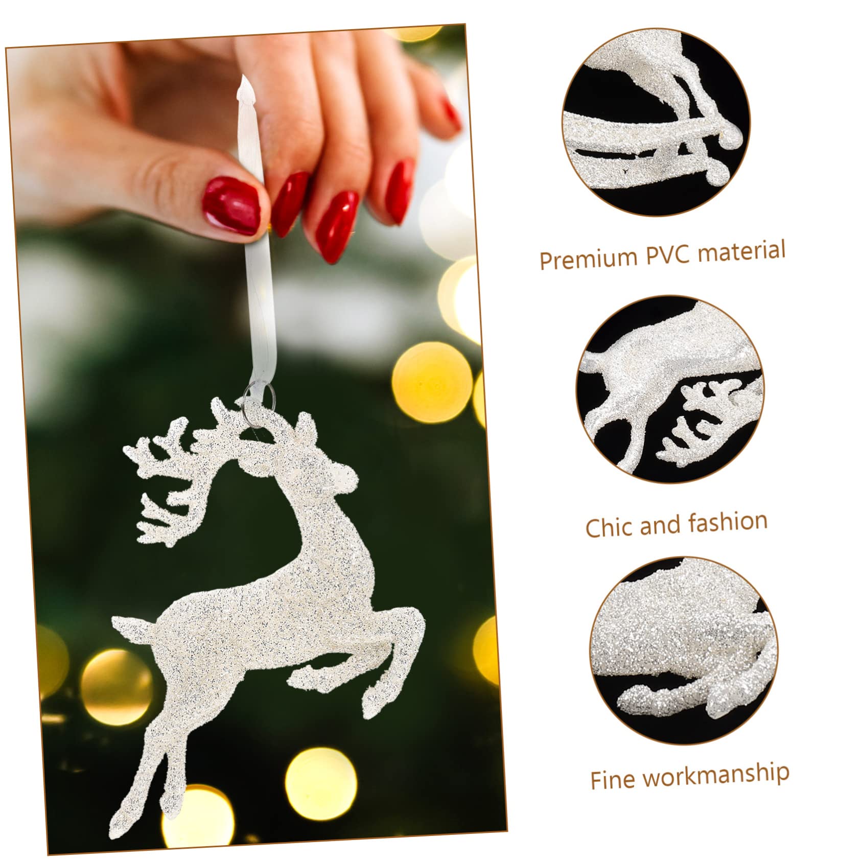 Decorazioni Natalizie 4 Pezzi Pendenti Renna in Pvc Delicati per Decorazioni Facili da Appendere a Casa e Feste di Natale