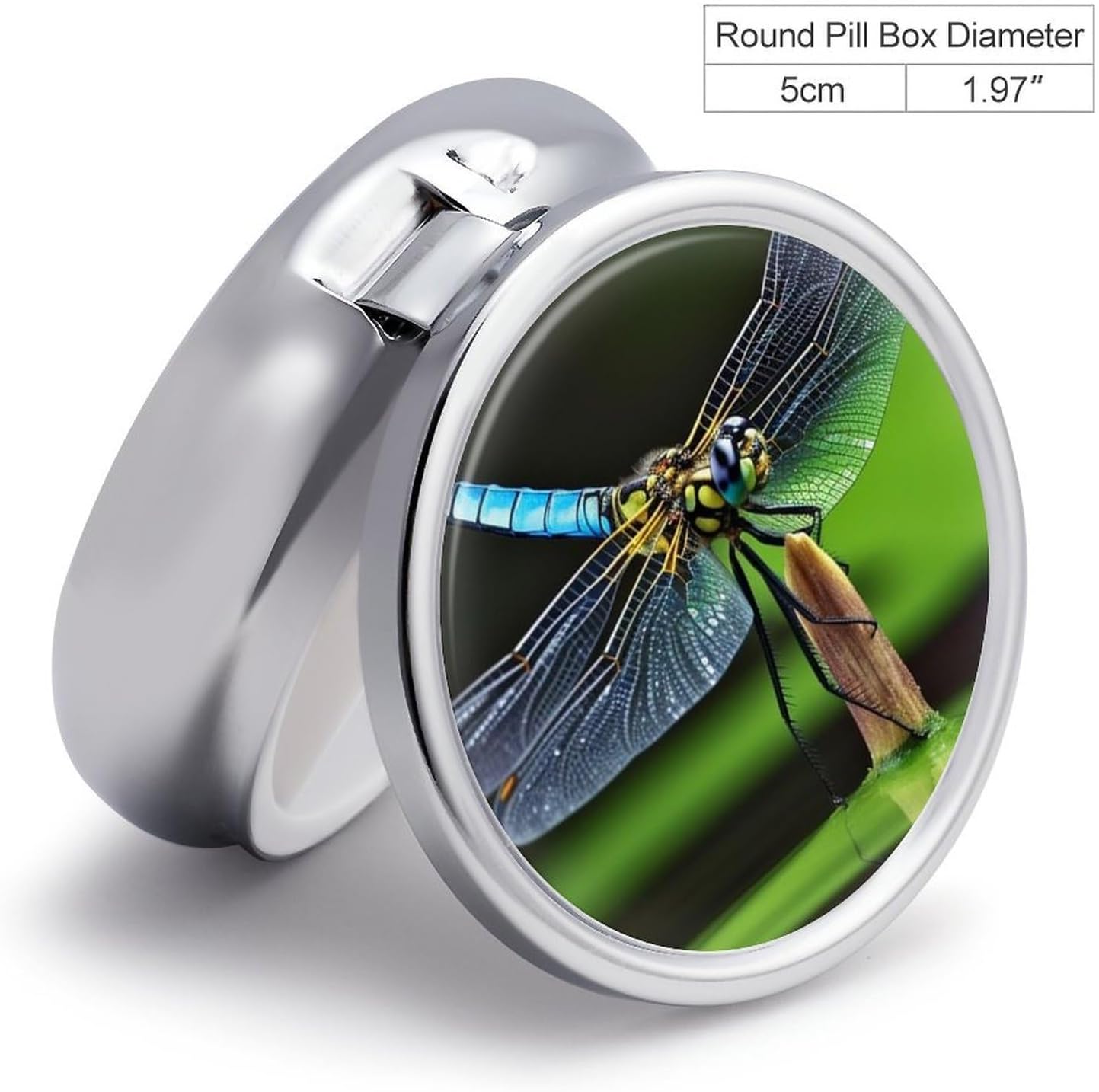 Dragonfly Mode Round Pill Box, Waterproof Medicine Organizer Box image 2