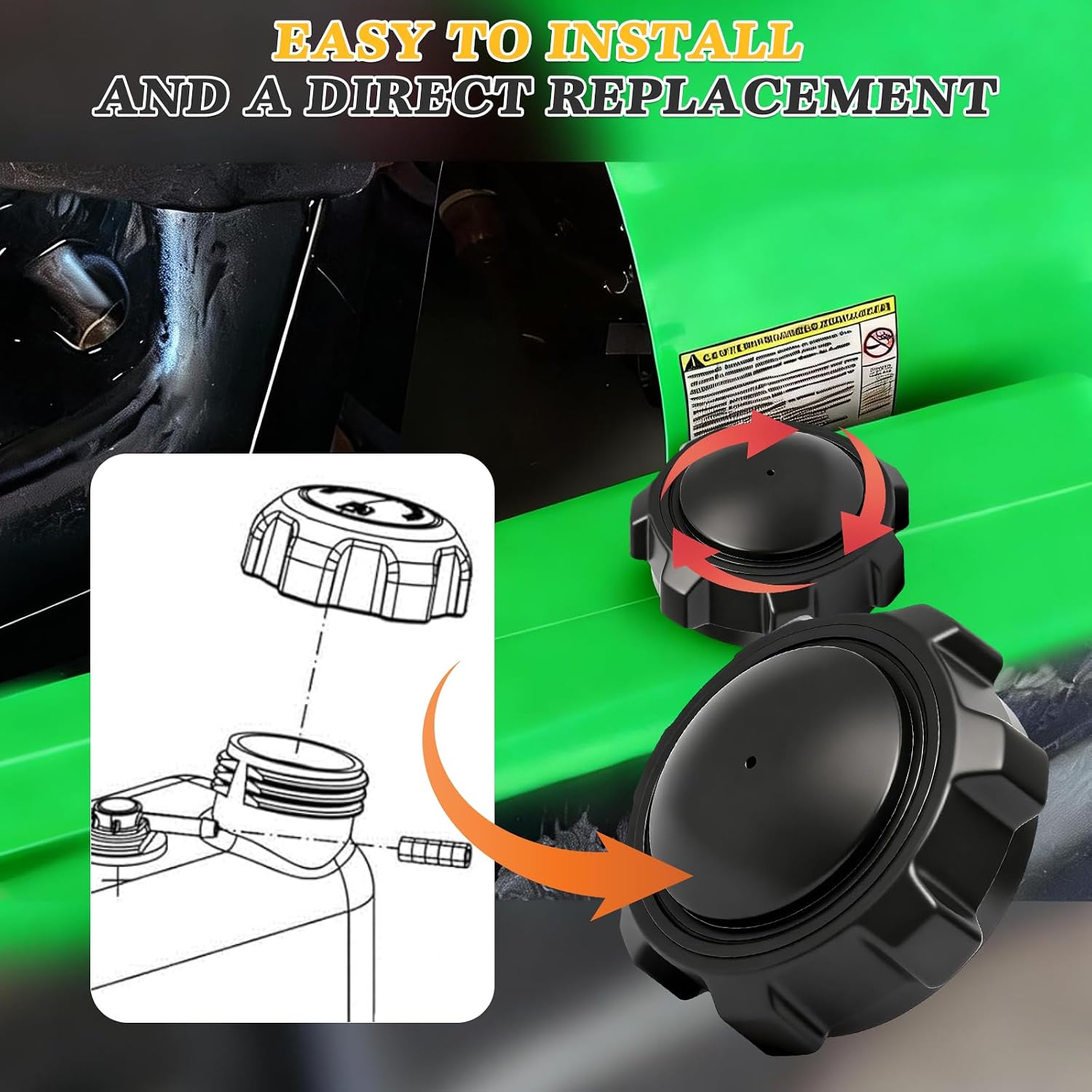 2pcs Fuel Cap replace for Husqvarna 539 91 43-63 Grasshopper 100210 Gravely: 01538400, Husqvarna: 539914363 Toro 1-513508, 112-0321, 112-6120 Kees 914363 125-384 Rotary 8935 stens 125-384