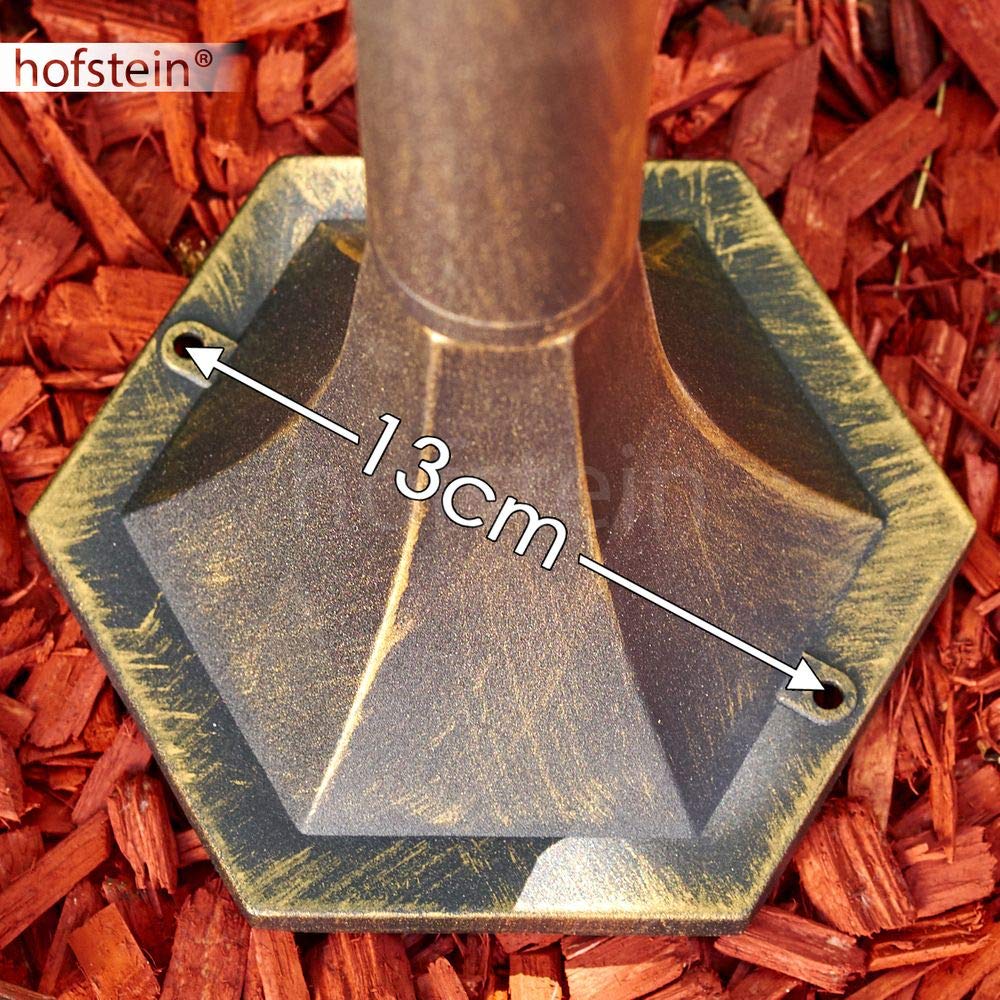 HOFSTEIN Außenstehleuchte Lentua, Außenwegeleuchte aus Metall/Kunststoff in Braun/Gold/Klar, Wegeleuchte im Antik/Retro/Vintage-Design für Garten, Außenbereich, Hof, 120 cm, E27, IP44,