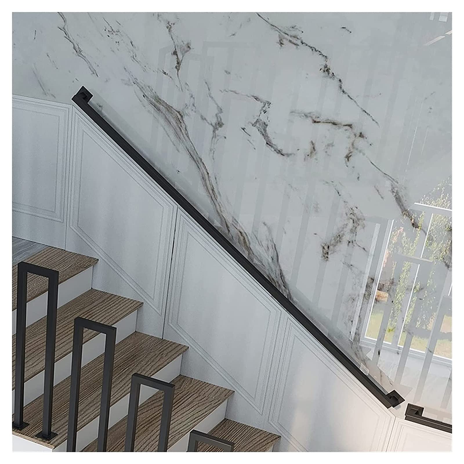 Main courante d'escalier MObyat en métal noir de 30 cm à 150 cm pour marches de maison