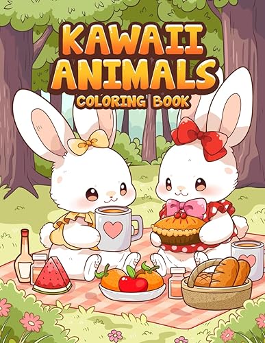 Kawaii Animals Coloring Book: Cute Whimsical Animals Cottagecore Coloring for