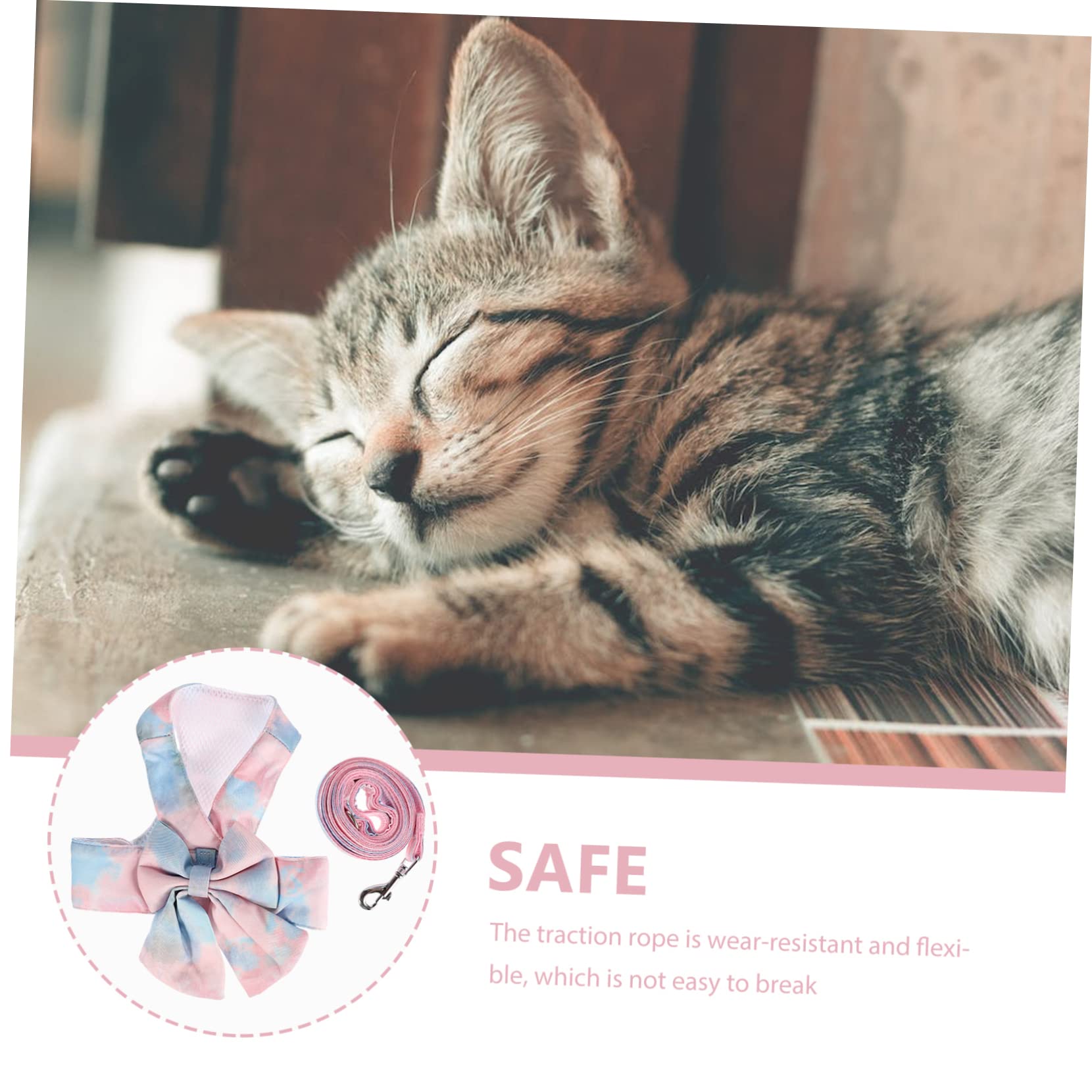 COSMEVIVI 1 Set Cat Harness and Leash Durable Pet Vest with Bow Comfortable Cat Walking Kit for for Safety and Control