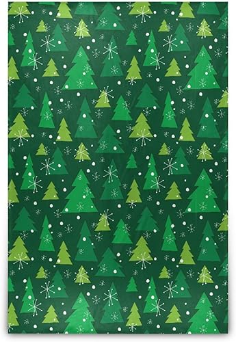 KLL Winter Christmas Tree Green Flannel Fleece Blanket Winter Flannel Blanket Cozy Flannel Throws 60"x90" for Sofa, Car, Travel