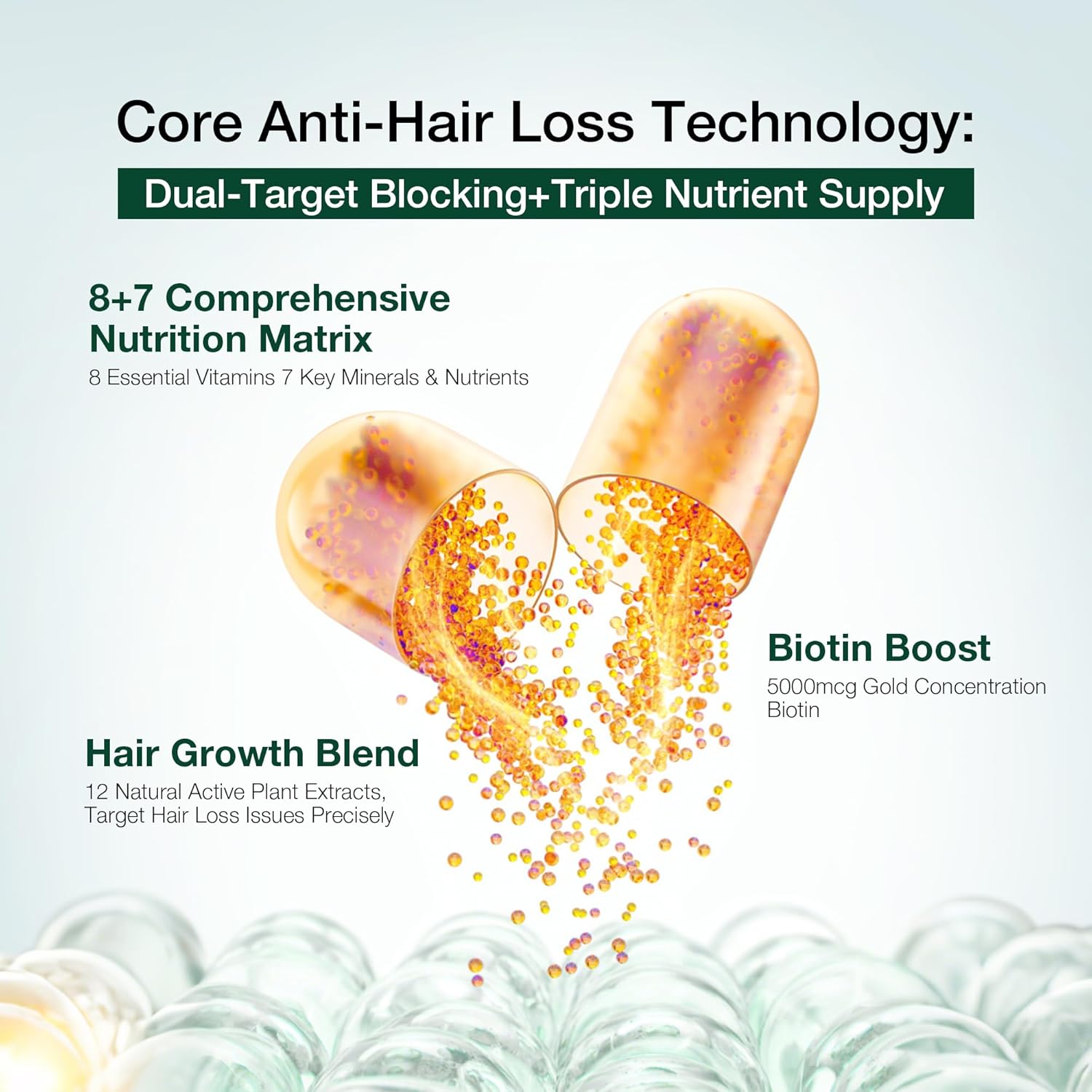 Biotin Boost 5000mcg Hair Growth Vitamins for Women Thinning Hair Support with Saw Palmetto, Keratin & 8 Vitamins DHT Support Formula Thicker Fuller Stronger Hair 60 Capsules
