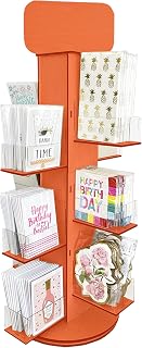 4-Sided Rotating Display Stand - Stationary, Greeting Cards, Stickers, Postcards, Coasters, Napkins - Heavy-Duty, Smooth Rotation, Easy to Assemble, Craft Shows, Trade Shows, Farmers Markets (Orange)