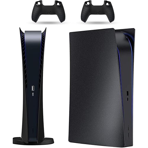 PEYANZ Faceplate for PS5 (Digital Edition), Cover Plate, ABS Shell, Printed Logo, Matt Skin, with Extra 2 Controller Silicone Covers