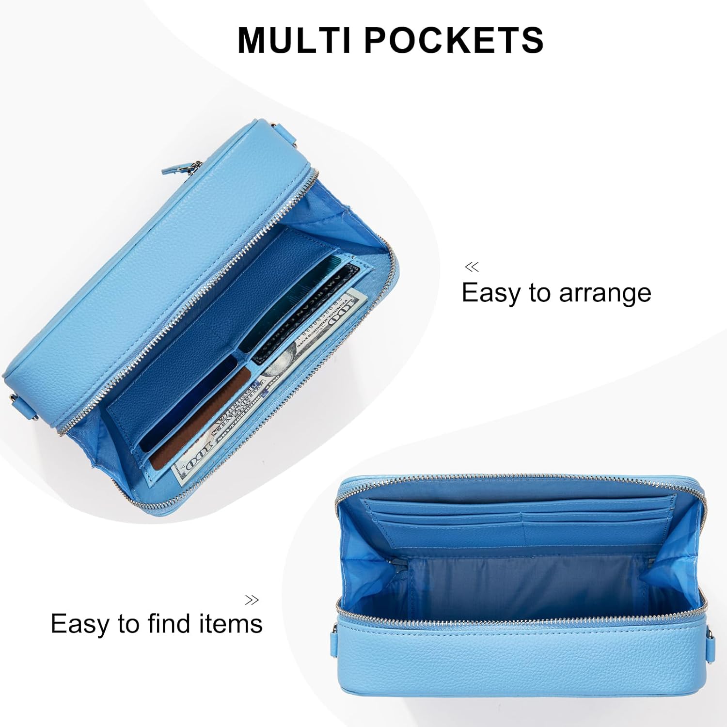 NCAA Crossbody Bag with Mini Purse, Women Crossbody Shoulder Handbag with Adjustable Strap, Trendy Leather Travel Purse