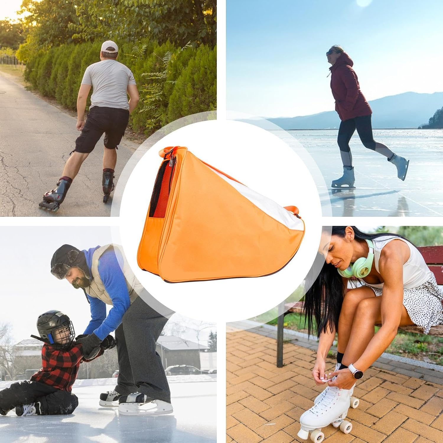 Skate Backpack Sports Footgear Shoulder Storage Pouch | Large Capacity Skate Bag for Adults Kids Beginners Outdoor Gym Travel Fitness Roller Ice Figure Hockey