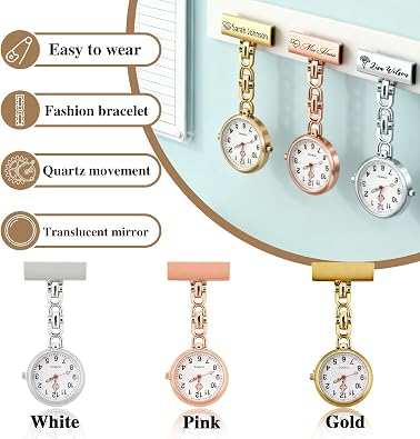 Personalized Nurse Watch Clip On with Engraving Name Custom Nursing Fob Watches with Second Hand Customizable Nurses Pocket Watches Gift for Women (fob Watches for Nurses)