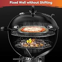 Vista 4 de Skyflame Gourmet BBQ System - Piedra para pizza, piedra para hornear de 13 pulgadas con estante de transporte de acero inoxidable, compatible
