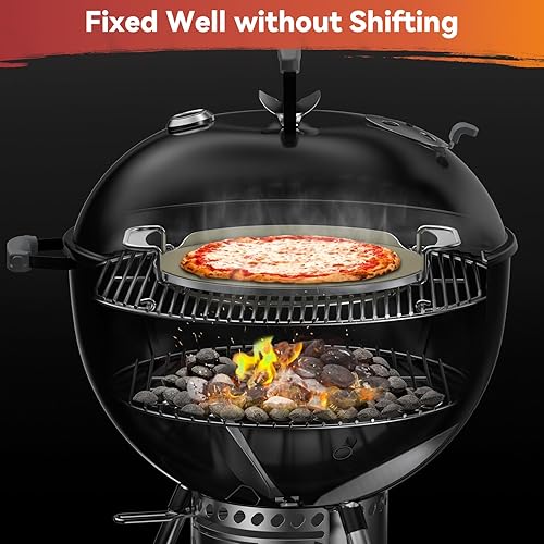 Miniatura 4 de Skyflame Gourmet BBQ System - Piedra para pizza, piedra para hornear de 13 pulgadas con estante de transporte de acero inoxidable, compatible con