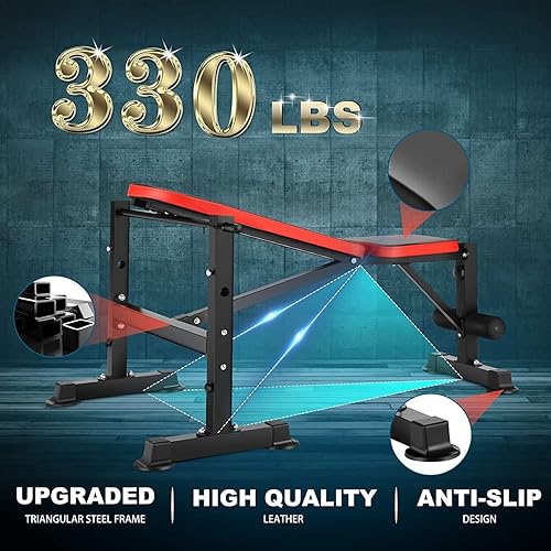 Miniatura 4 de OppsDecor 600lbs 6 in 1 Adjustable Olympic Weight Bench Set with Leg Developer Preacher Curl Rack Multi-Function Bench Press Set for Full Body