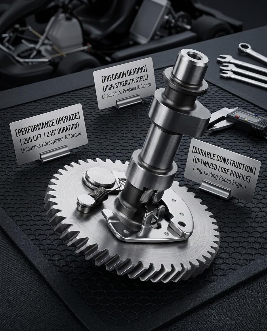 .265 Camshaft for Predator 212cc Hemi 196cc Clone GX200 Tillotson 196/212/225 Engine – Performance Camshaft with .265 Lift 245 Duration – Boosts HP, Torque & Acceleration for Minibike Go Kart