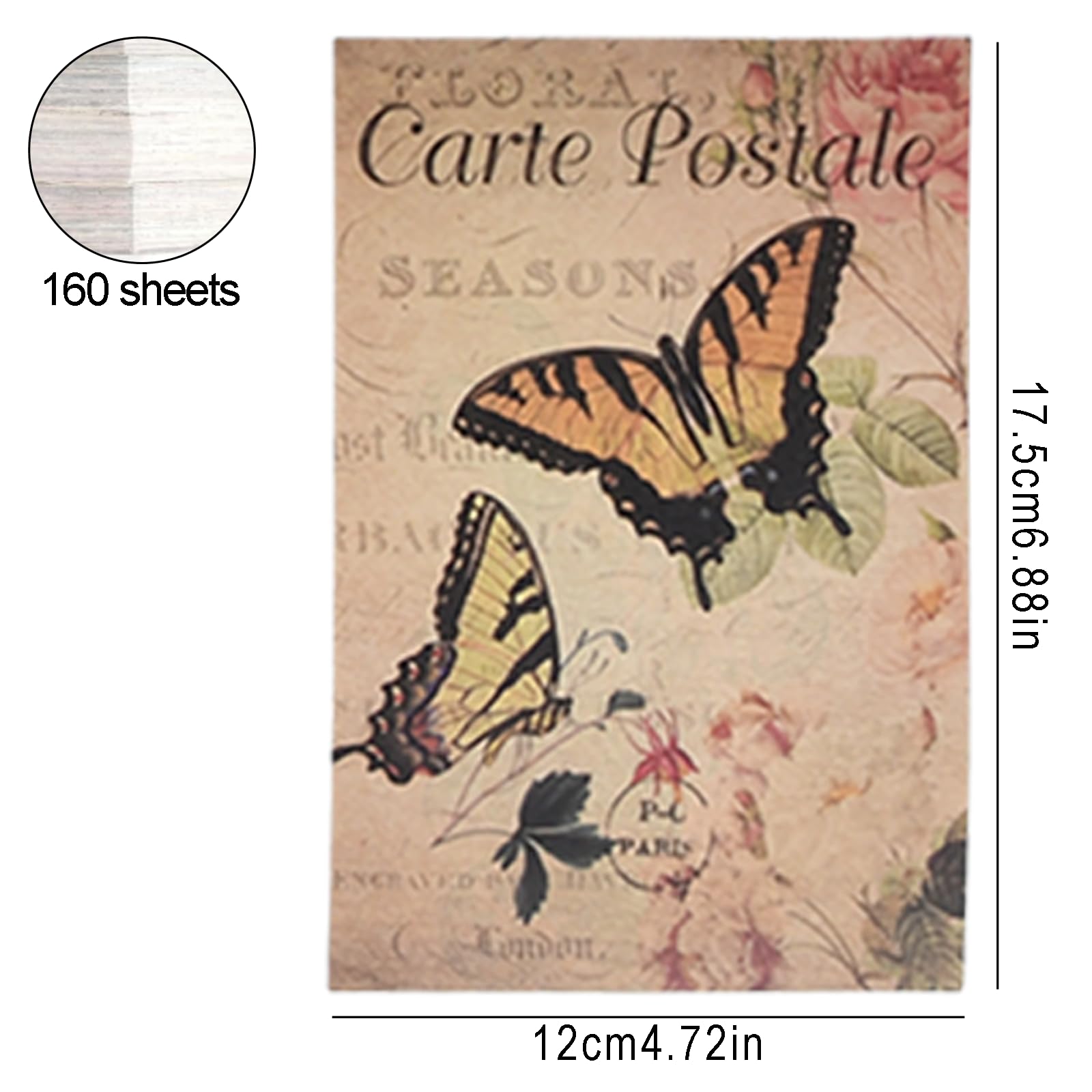 120 Stück Scrapbooking Papier Deko, 12x17,4 Cm – Vintage Design, 4 Serien, Für Tagebuch, Fotoalbum, Journaling