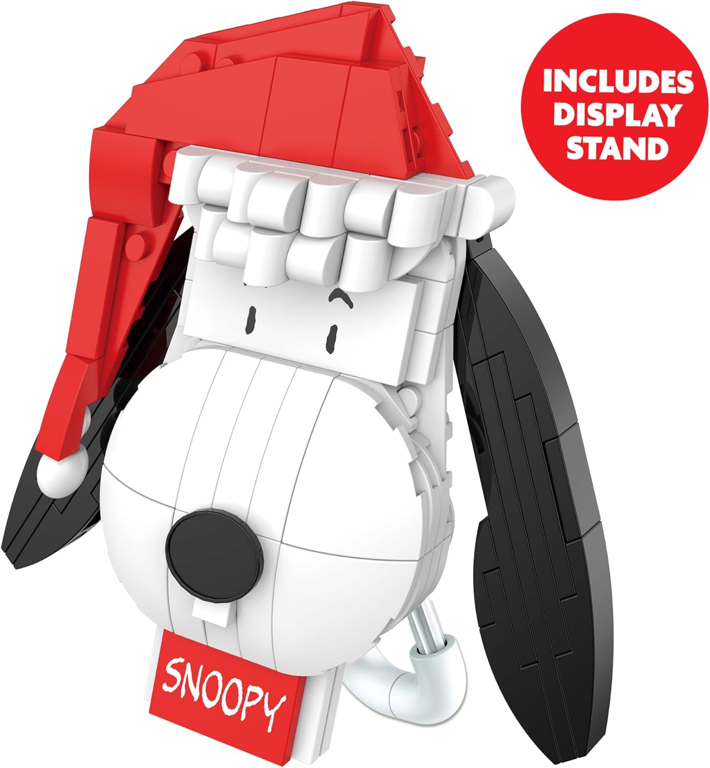 Brickcraft Peanuts Snoopy Christmas Brick Building Set, 145 Pieces | DIY Holiday Winter Block Kit with Display Stand | Festive Décor Collectible & Gift for Kids & Adults, Ages 8+