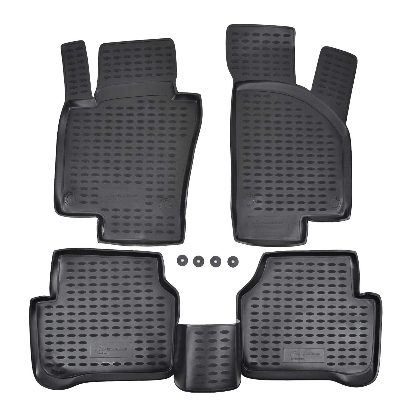 J&J AUTOMOTIVE 3D Gummifußmatten passend für Volkswagen Passat 2005-2014 4tlg, Allwetter Fußmatten mit 3cm hohem Rand Passform rutschfest Geruchsneutral Schwarz