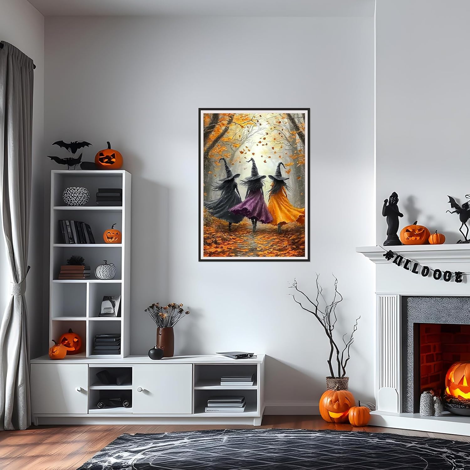 SENQAO Witch Diamond Art Kits for Adults, Fall Forest Witch DIY 5D Diamond Painting Kits Full Drill Diamond Dots Paintings with Diamonds Gem Art and Crafts Home Decor 12x16inch