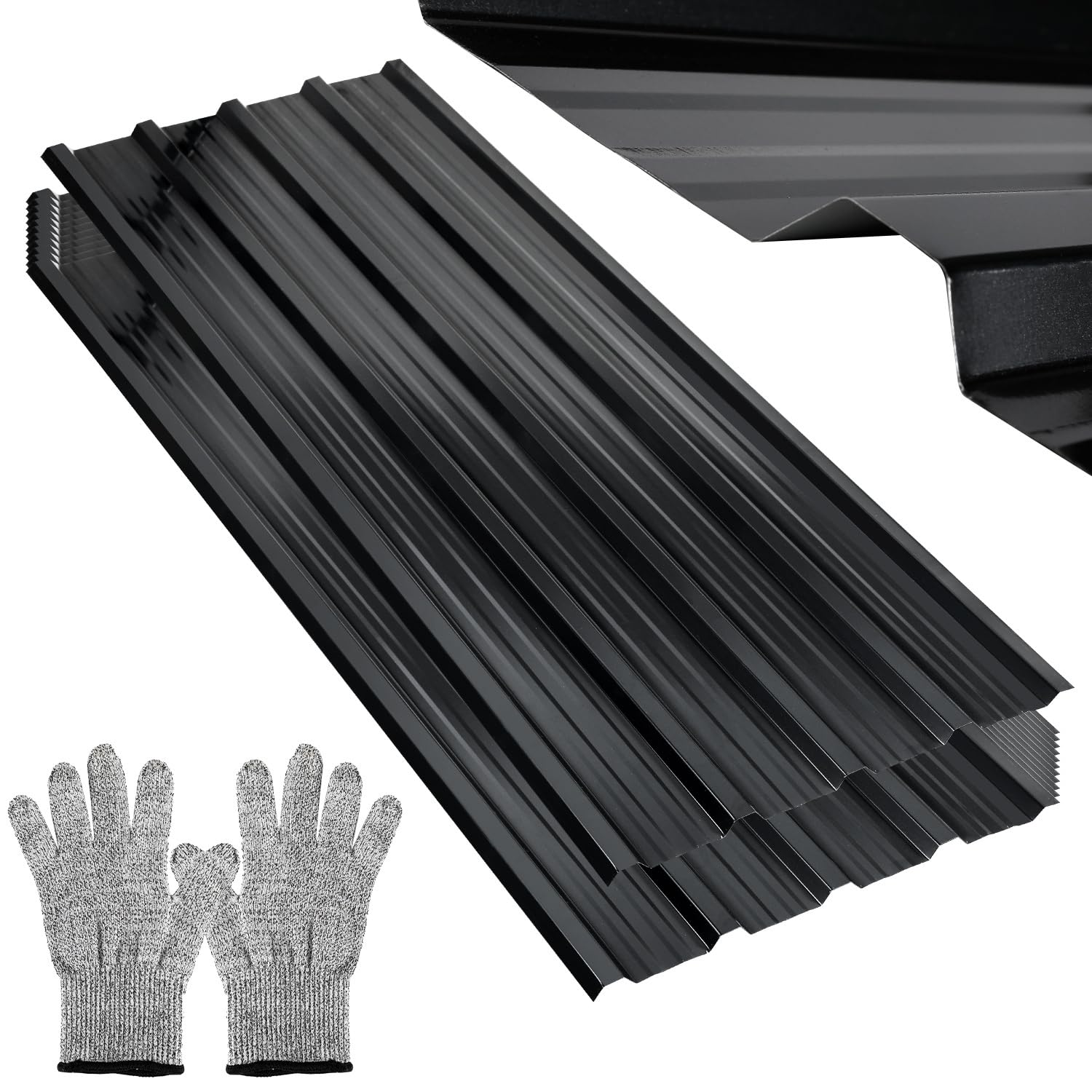 Blacha profilowana, płyty dachowe, 36 sztuk, 115 × 45 cm, zestaw blach trapezowych, antracytowa, stalowa, blacha dachowa 0,25 mm, do domku ogrodowego, wiaty, szopy na narzędzia, w zestawie