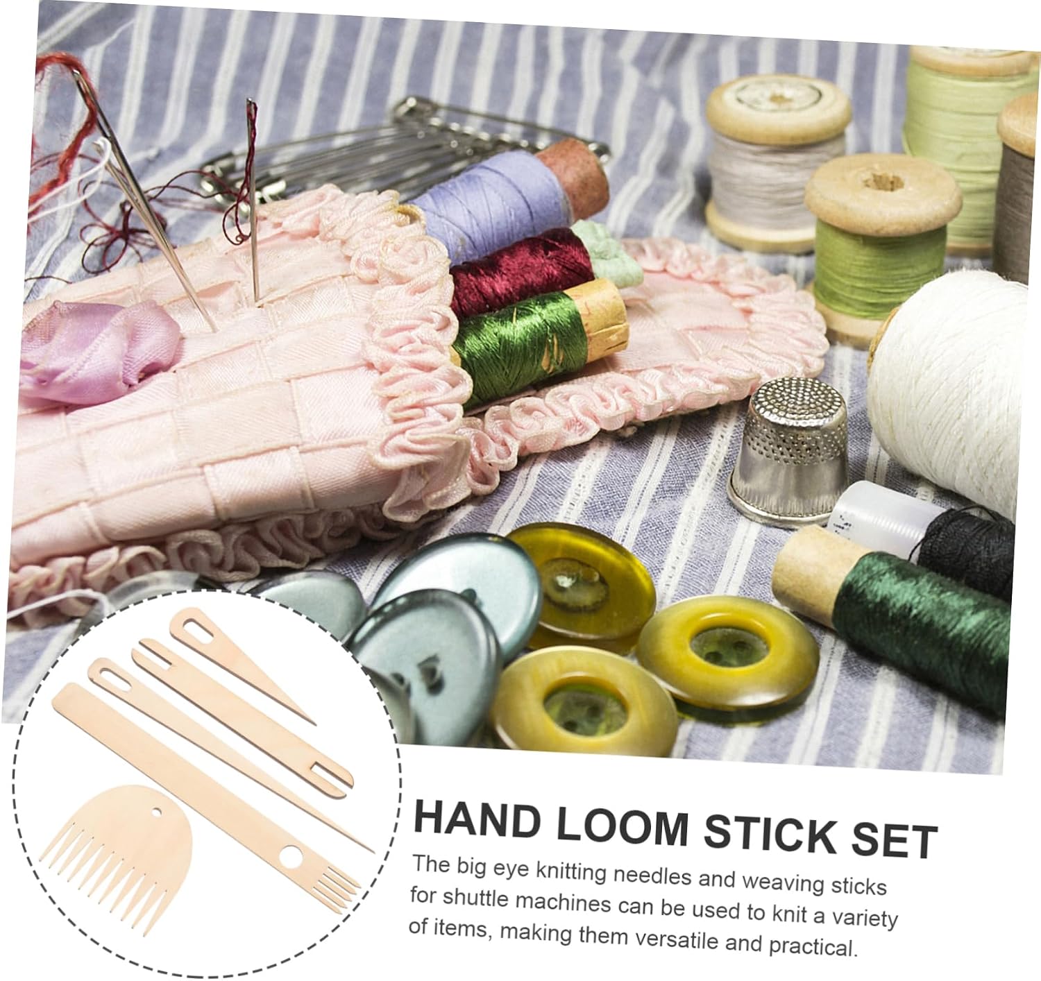 GLSTOY 1set Wooden Crochet Needle Weaving Comb and Shuttles Kit Tapestry Weaving Tools for Handcraft Projects Lightweight and Portable
