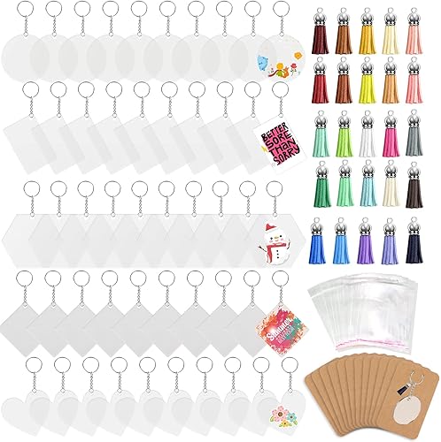 Miniatura 1 de ZYNERY - Juego de 300 llaveros acrílicos en blanco llavero para llave de vinilo viene con acrílico en blanco 2 pulgadas tarjetas de exhibición de
