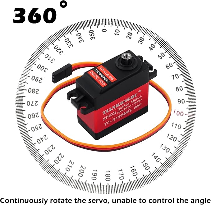 Servomotor digital TD-8125MG 25KG 360° resistente al agua miniatura 5