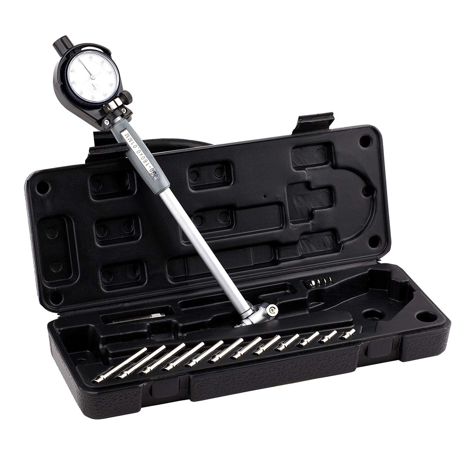 One-Day Sale: Up to 80% Off Extender Dial Bore Gauge Set 50-160MM （1.97-6.23）Indicator 0.01MM(0.0003) Resolution Internal Measure Cylinder Tool