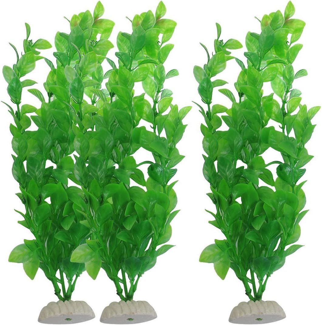 CNZ Aquarium Decor Fish Tank Decoration Ornament Artificial Plastic Plant Green (10.6-inch Green, 3pcs)