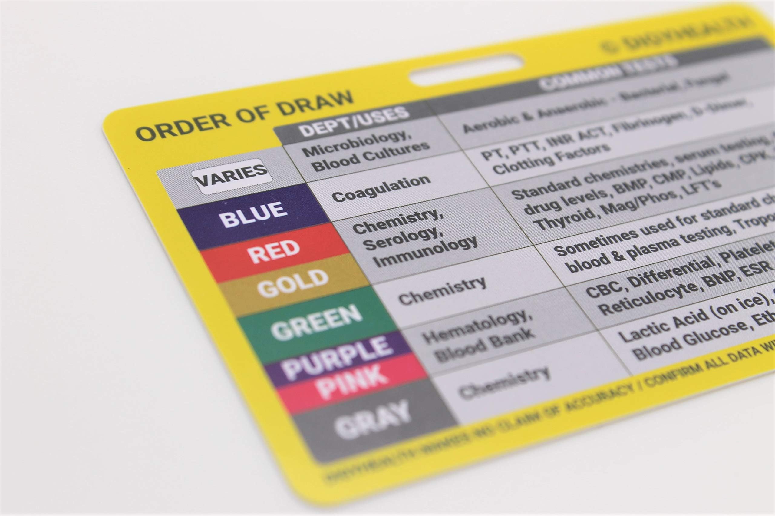 Wuiil Silver Maple Leaf Order of Draw Badge Card for Phlebotomy – Horizontal Order of Blood Draw Card for Nurses, Nursing Clinicians and RN Students – Phlebotomy Cheat Sheet – Durable and Reliable