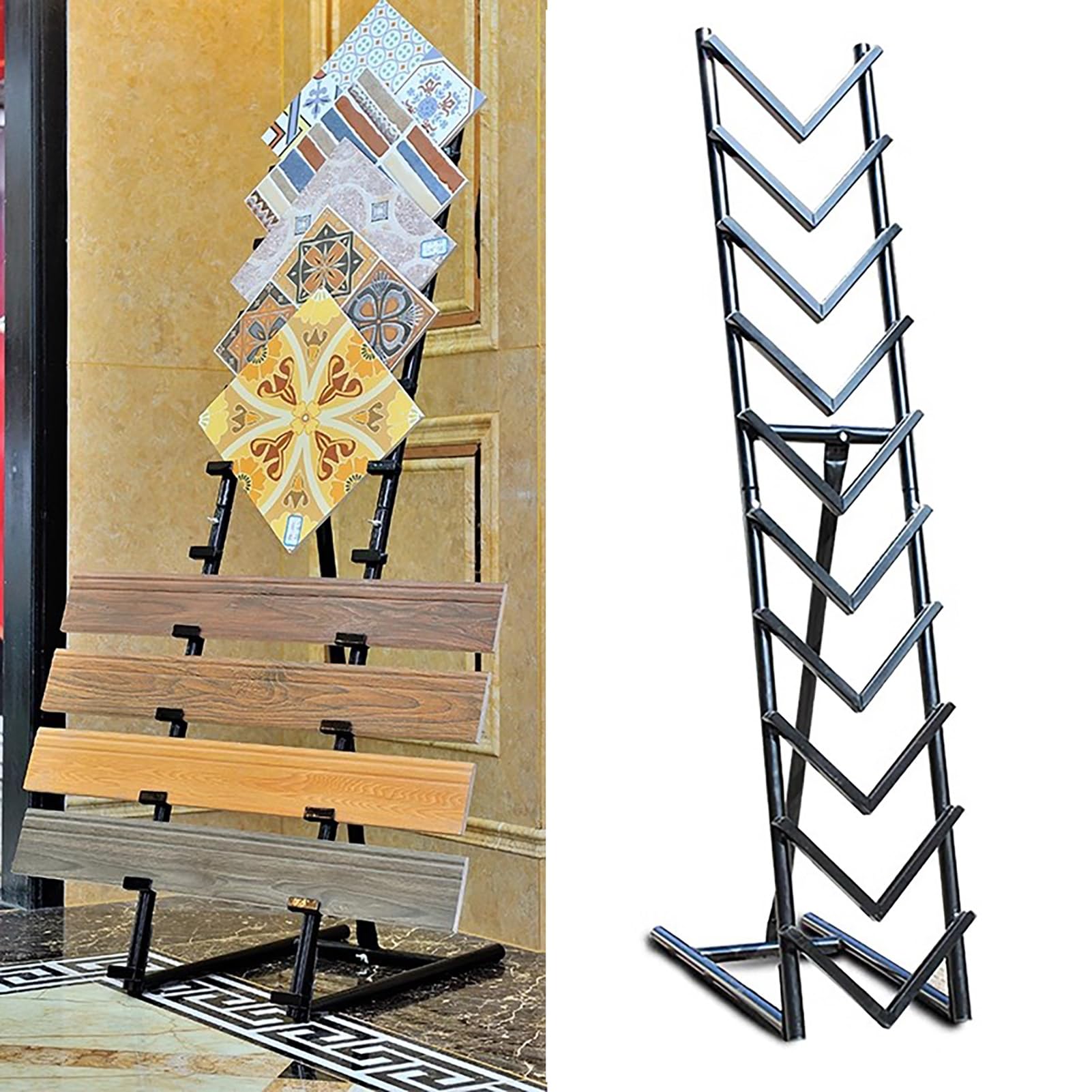 Expositor de Baldosas Cerámicas Soporte de Pie para Baldosas Cerámicas, Expositor de Muestras de Suelo de Madera Multicapa, Estante de Losa de Mármol para Salas de Exposiciones / Ferias Comerciales.