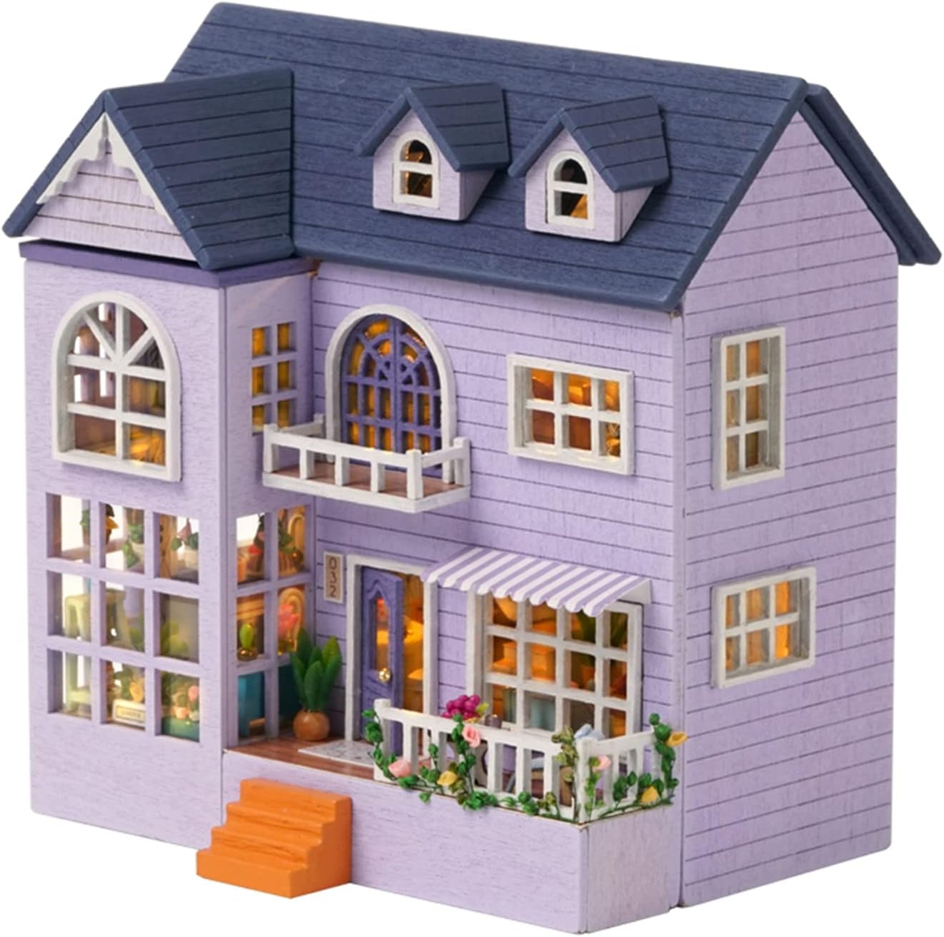 Flever Dollhouse Miniature DIY House Kit Creative Room with Furniture Romantic Valentine Gift (Happy House)