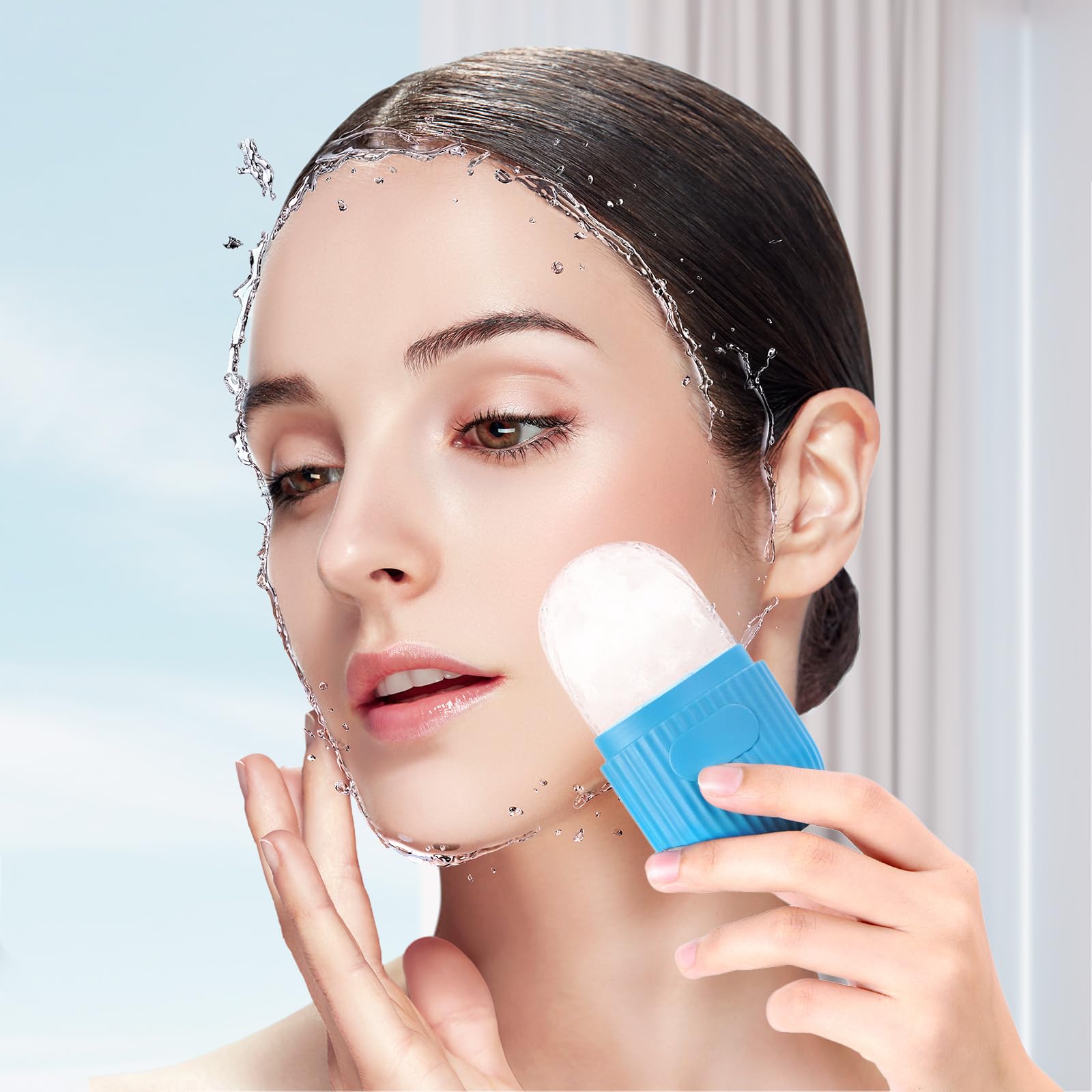 AiQInu Rullo di Ghiaccio Facciale,Ice Roller,riutilizzabile Eye Ice Massage Bellezza del viso Cura della pelle Impacco di ghiaccio Restringe i pori,antirughe,riduce il gonfiore,migliora l'elasticità